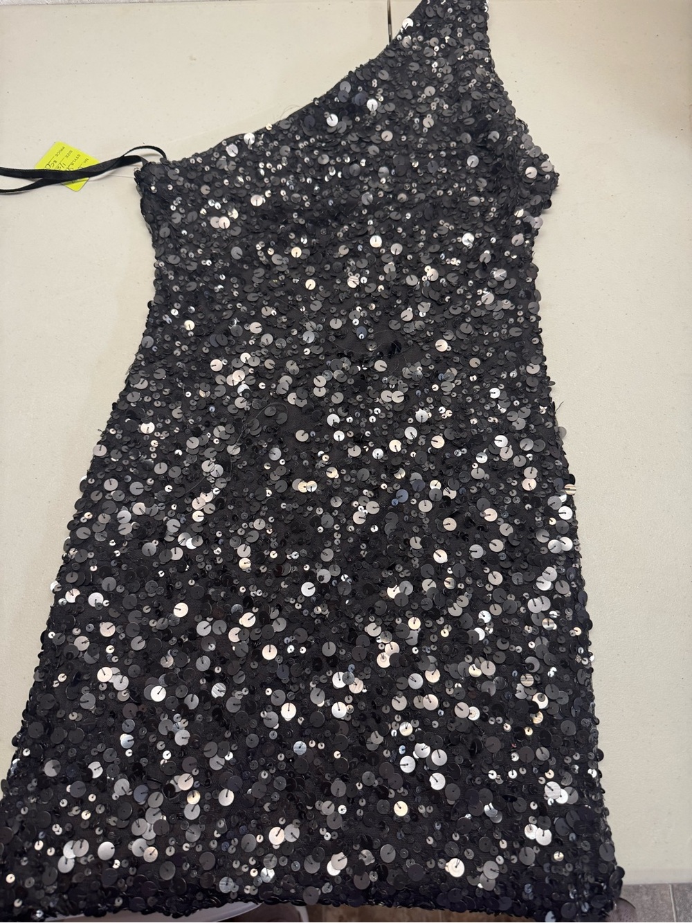 Arden B One-Shoulder Black Sequin Dress